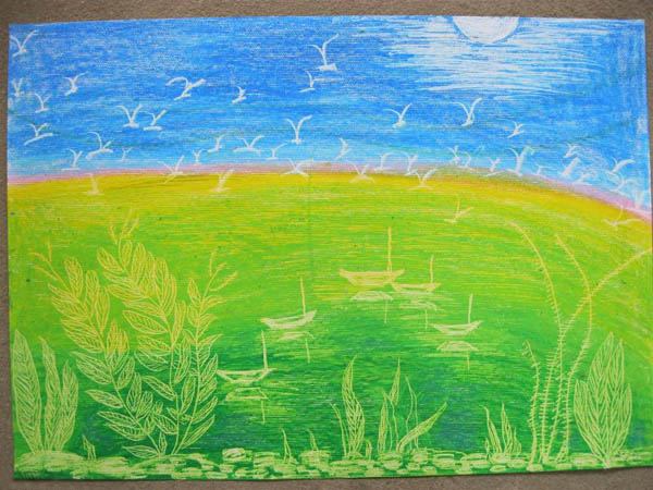 儿童画绿色大草原
