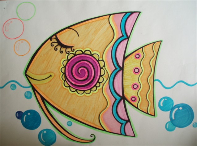 儿童画漂亮的鱼
