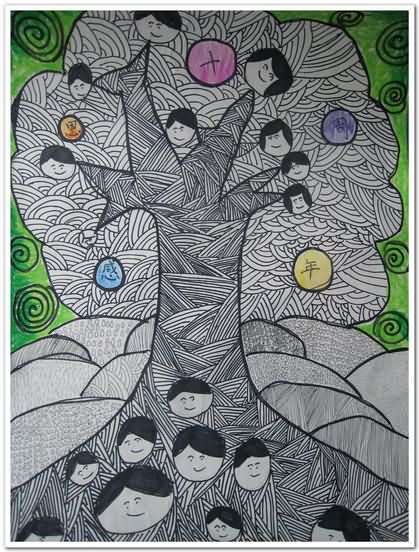 儿童画生命的树